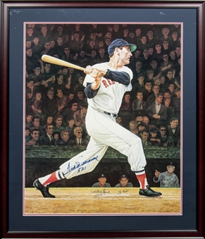 Ted Williams Limited Edition Lithograph Signed by Williams/Ford/Berra (JSA)
